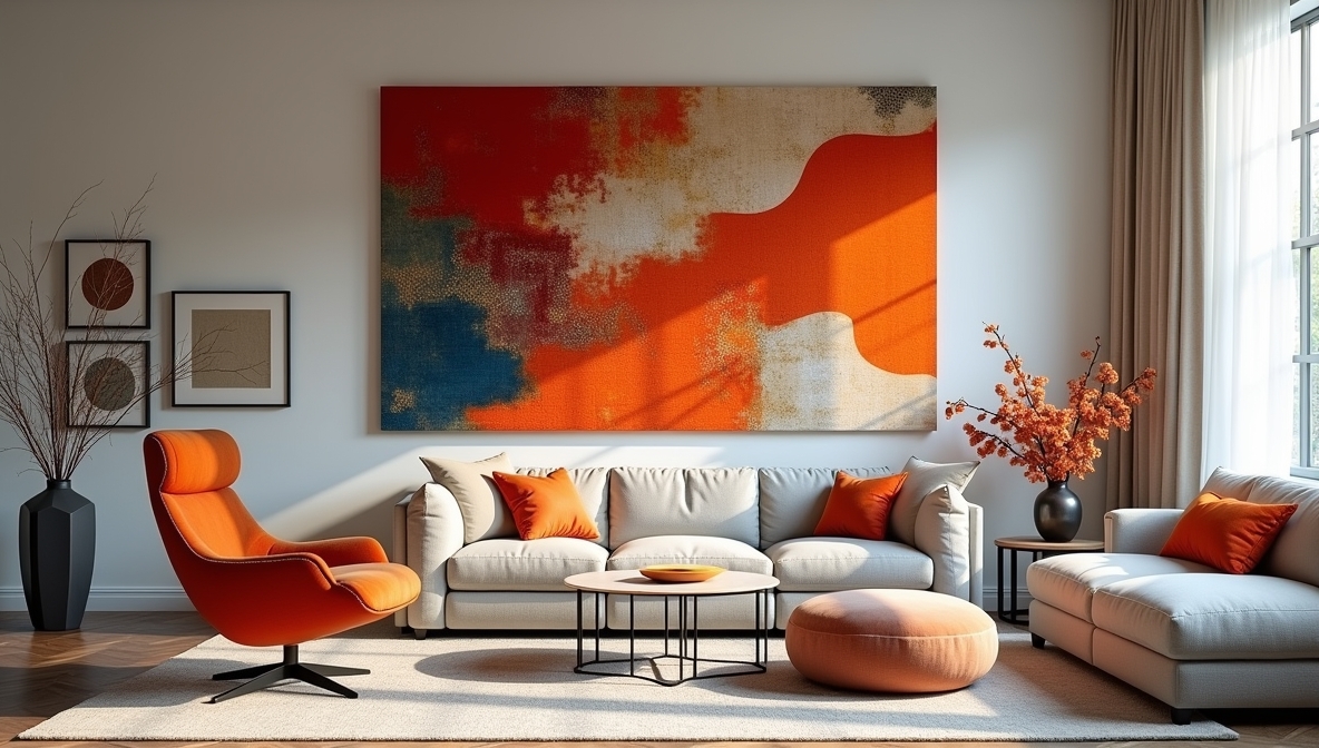 Textiles decorativos modernos en espacio residencial