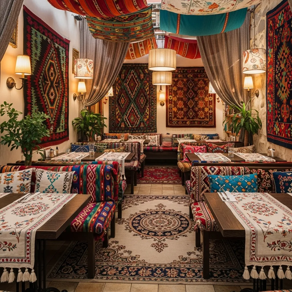 Restaurante con textiles decorativos